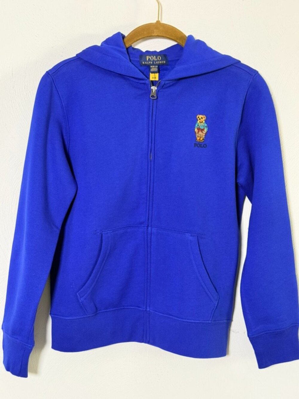 NWT Polo Ralph Lauren Boys 10-12 Polo Bear Full Zip Hoodie Blue